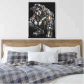 Disco-hond canvas wandkunst – moderne mozaïek pupp afdruk (Insitu (Slaapkamer))