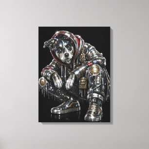 Disco-hond canvas wandkunst – moderne mozaïek pupp afdruk