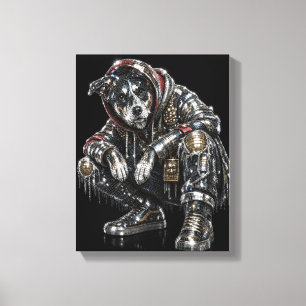 Disco-hond canvas wandkunst – moderne mozaïek pupp afdruk