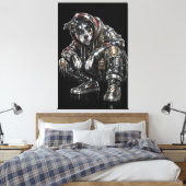 Disco-hond canvas wandkunst – moderne mozaïek pupp afdruk (Insitu (Slaapkamer))