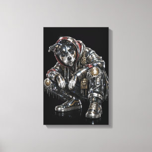 Disco-hond canvas wandkunst – moderne mozaïek pupp afdruk