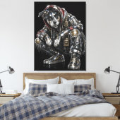 Disco-hond canvas wandkunst – moderne mozaïek pupp afdruk (Insitu (Slaapkamer))