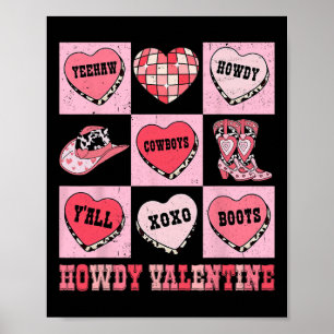 Disco Howdy Valentijn Cowboy Hart Rodeo Texas Wes Poster
