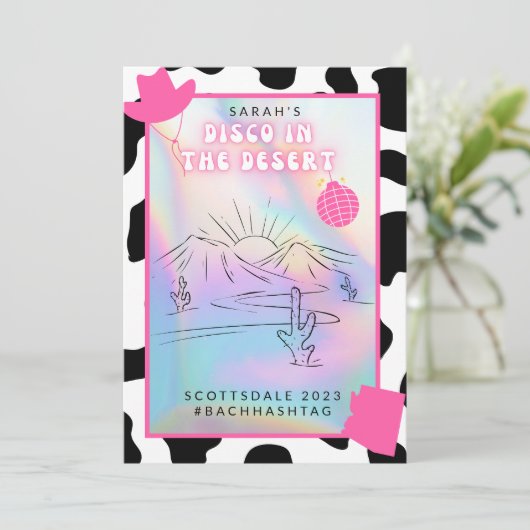 "Disco in de woestijn" Scottsdale Bach uitnodiging (Staand voorkant)