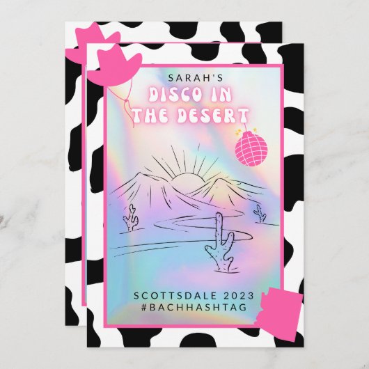 "Disco in the Desert" Schottsdale Bach-uitnodiging Kaart (Voorkant / Achterkant)