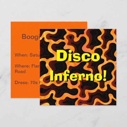 Disco Inferno Uitnodiging (Voorkant / Achterkant)