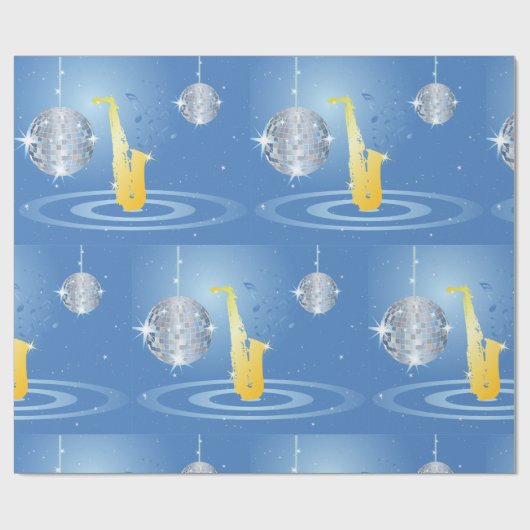 Disco Jazz Saxofoon Sparkling Spiegel Ballen Cadeaupapier (Vlak)