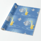Disco Jazz Saxofoon Sparkling Spiegel Ballen Cadeaupapier (Uitgerold)