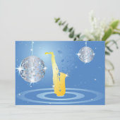 Disco Jazz Saxofoon Sparkling Spiegel Ballen Kaart (Staand voorkant)