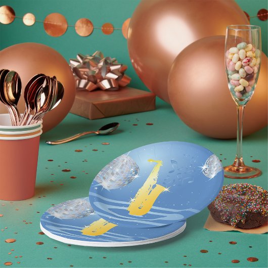 Disco Jazz Saxofoon Sparkling Spiegel Ballen Papieren Bordje