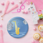 Disco Jazz Saxofoon Sparkling Spiegel Ballen Papieren Bordje (Feest)