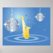 Disco Jazz Saxofoon Sparkling Spiegel Ballen Poster (Voorkant)
