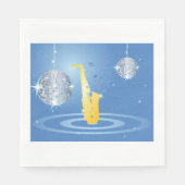 Disco Jazz Saxofoon Sparkling Spiegel Ballen Servet (Voorkant)