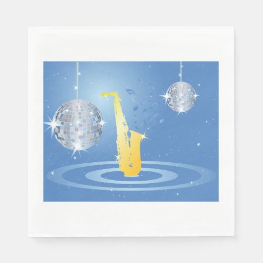 Disco Jazz Saxofoon Sparkling Spiegel Ballen Servet (Voorkant)