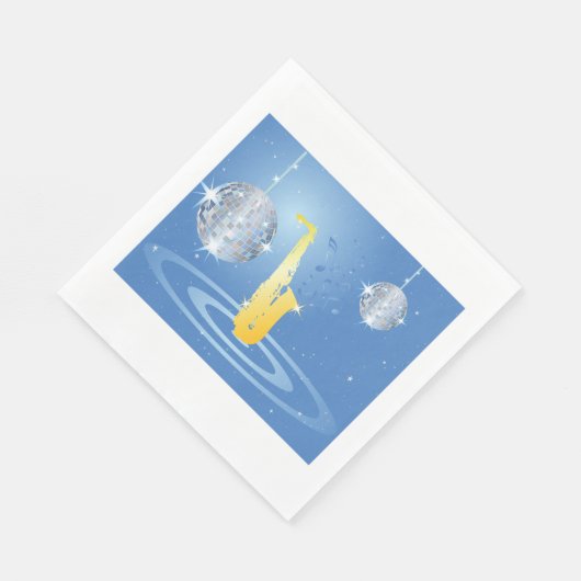 Disco Jazz Saxofoon Sparkling Spiegel Ballen Servet (Hoek)