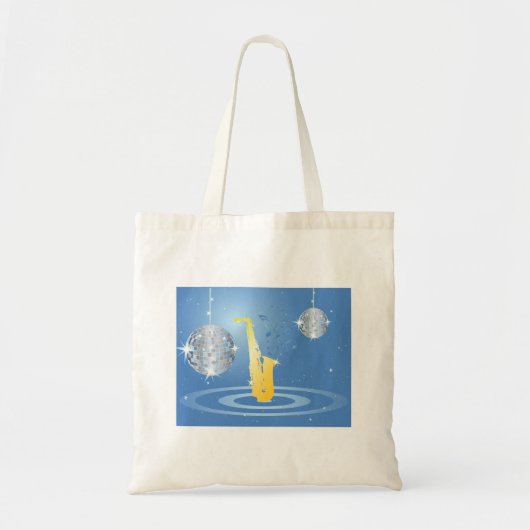 Disco Jazz Saxofoon Sparkling Spiegel Ballen Tote Bag (Voorkant)