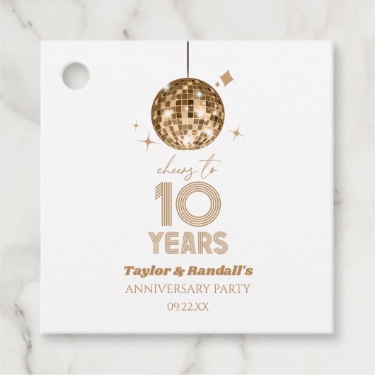 Disco juicht 10 jaar bruiloft Jubileum feest Bedankjes Labels (Voorkant)