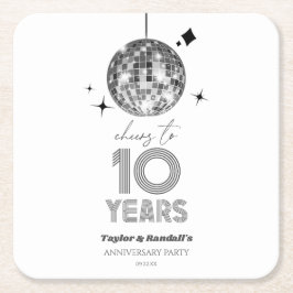 Disco juicht 10 jaar bruiloft Jubileum feest Kartonnen Onderzetters