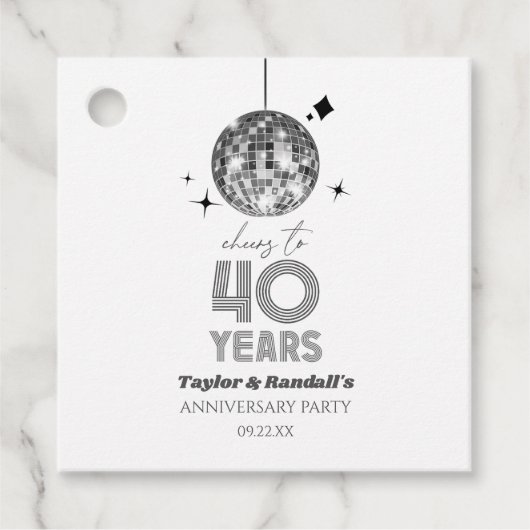 Disco juicht 40 jaar bruiloft Jubileum feest Bedankjes Labels (Voorkant)