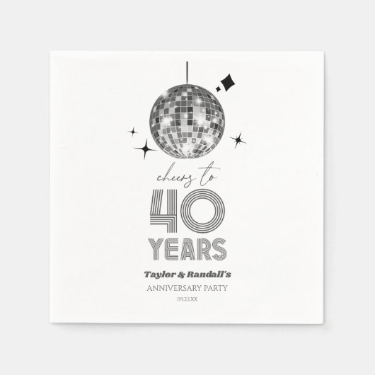 Disco juicht 40 jaar bruiloft Jubileum feest Servet (Voorkant)