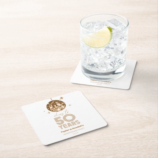 Disco juicht 50 jaar bruiloft Jubileum feest Kartonnen Onderzetters (Insitu)