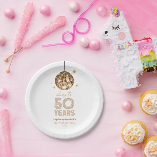 Disco juicht 50 jaar bruiloft Jubileum feest Papieren Bordje (Feest)