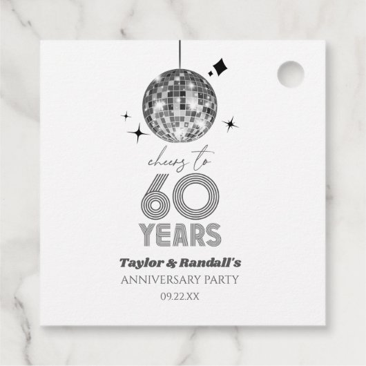 Disco juicht 60 jaar bruiloft Jubileum feest Bedankjes Labels (Achterkant)