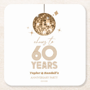 Disco juicht 60 jaar bruiloft Jubileum feest Kartonnen Onderzetters