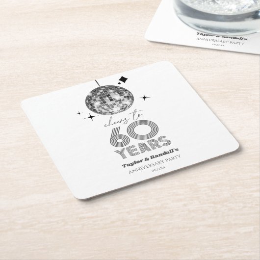 Disco juicht 60 jaar bruiloft Jubileum feest Kartonnen Onderzetters (Schuin)