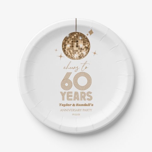 Disco juicht 60 jaar bruiloft Jubileum feest Papieren Bordje (Voorkant)