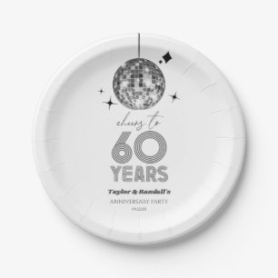 Disco juicht 60 jaar bruiloft Jubileum feest Papieren Bordje