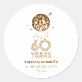 Disco juicht 60 jaar bruiloft Jubileum feest Ronde Sticker