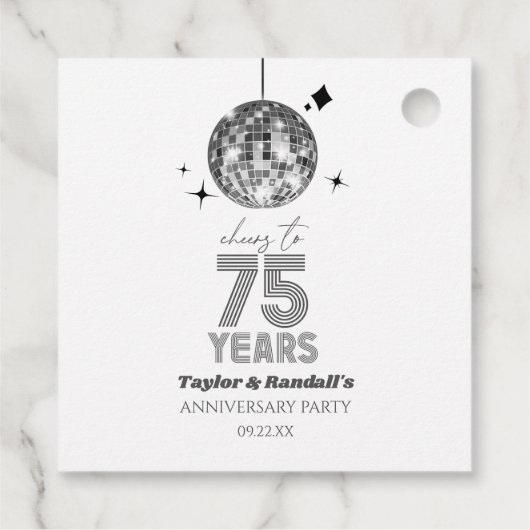 Disco juicht 75 jaar bruiloft Jubileum feest Bedankjes Labels (Achterkant)