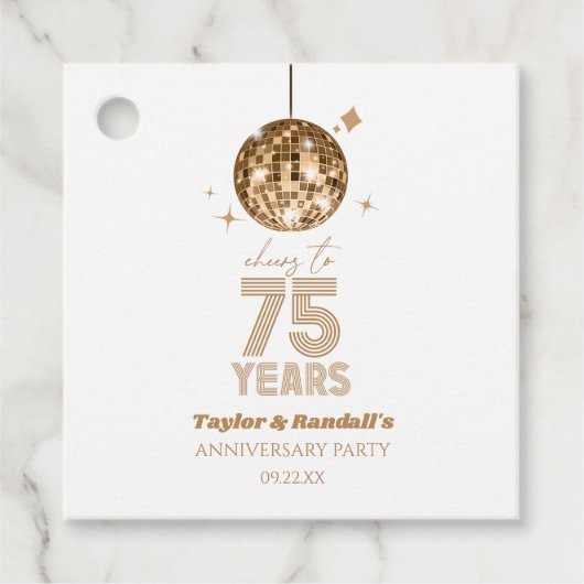 Disco juicht 75 jaar bruiloft Jubileum feest Bedankjes Labels (Voorkant)
