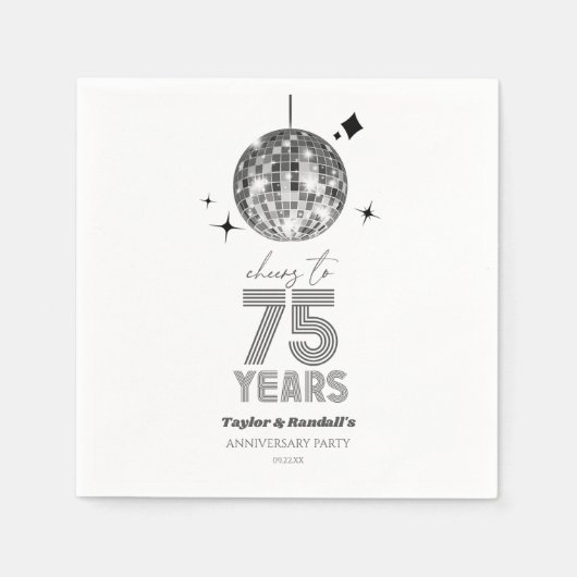 Disco juicht 75 jaar bruiloft Jubileum feest Servet (Voorkant)