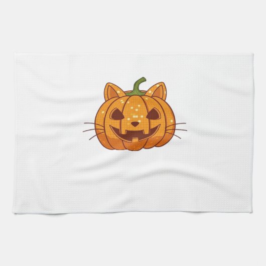 Disco Kat Jack o'Lantern Klassiek T-shirt Theedoek (Horizontaal)