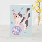 Disco Kat Wenskaart Kaart (Gele Bloem)