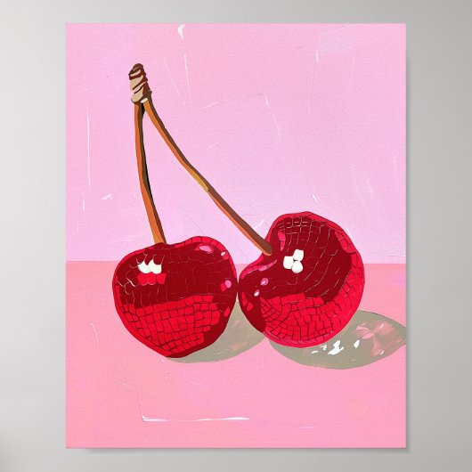 Disco Kersen Wall Print – Retro Glam Art (Voorkant)