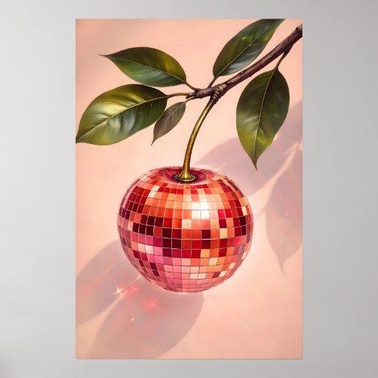 Disco-kersposter, Retro-discobal Fruitkunst Poster (Voorkant)
