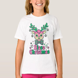 Disco Kerst Rendier Boog Bal Groovy Feest T-shirt