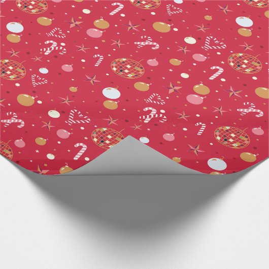 Disco Kerstfeest in het rood Cadeaupapier (Hoek)