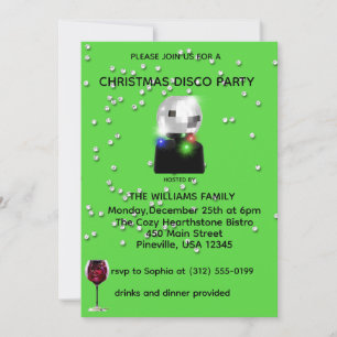 Disco kerstfeest uitnodigen kaart