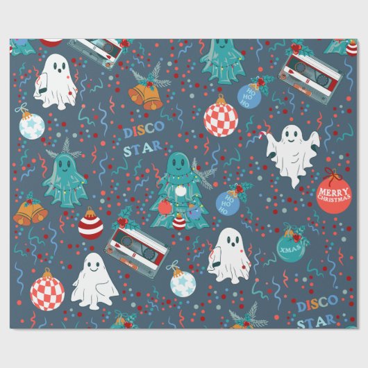 Disco Kerstmuziek Cassette Ghost Cadeaupapier (Vlak)