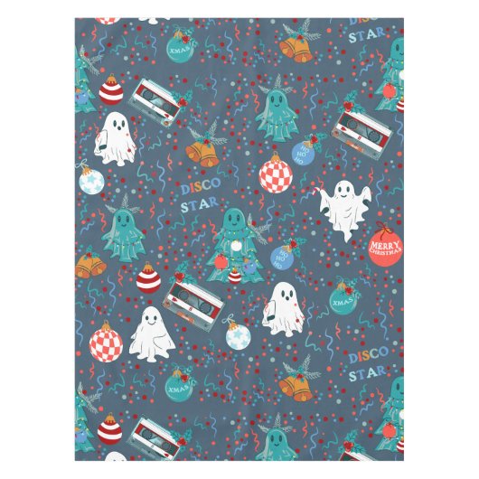 Disco Kerstmuziek Cassette Ghost Tafelkleed (Voorkant)