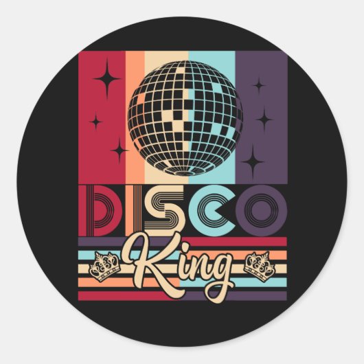 Disco King 1970  70s Dance Party Gift Ronde Sticker (Voorkant)