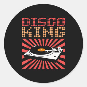 Disco King 70s Disco Thema T-shirt Vintage Retro T Ronde Sticker