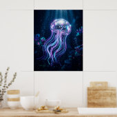 Disco Kwallen Neon Afgrond Poster (Keuken)