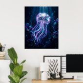 Disco Kwallen Neon Afgrond Poster (Thuiskantoor)