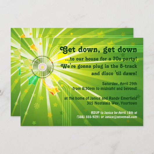 Disco Licht 70s Partij Kaart (Voorkant / Achterkant)