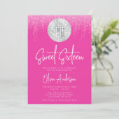 Disco Lichten Zilver Roze Sweet 16 Kaart (Staand voorkant)